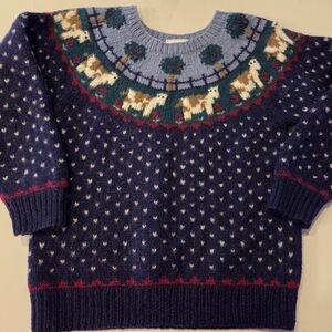 Deans Of Scotland 100% Shetland Wool Cow And Apple Tree Sweater